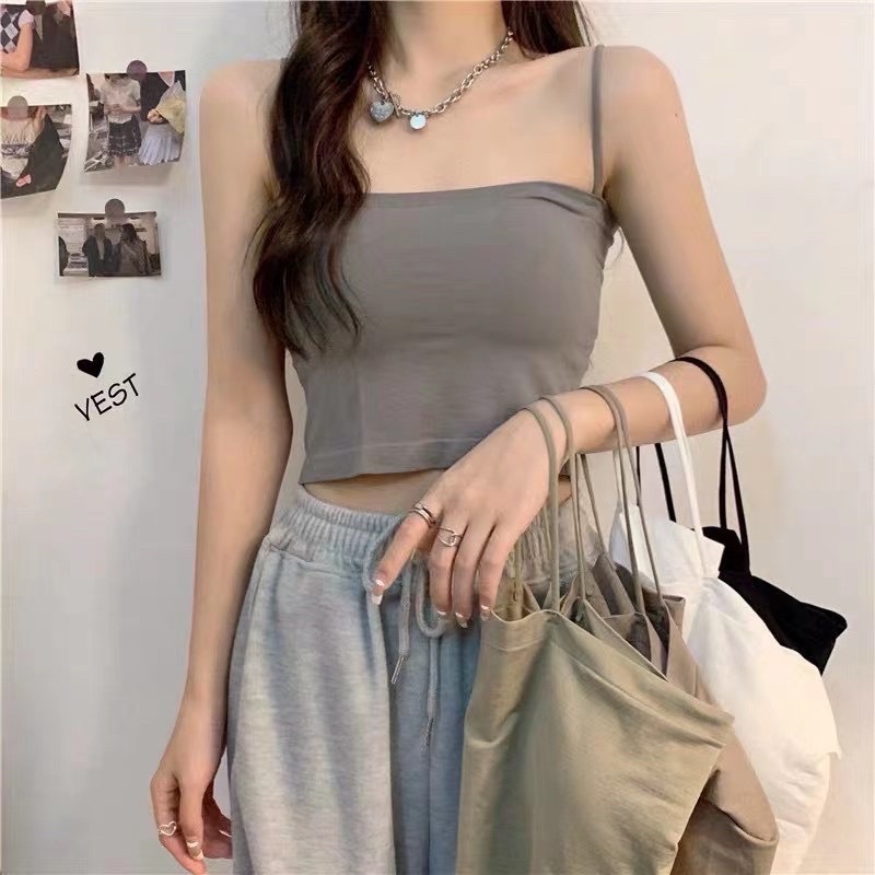 Áo Bra Nữ 2 Dây Mảnh Dáng Lửng Có Đệm Ngực Trend Mới 2066 Combo quà tặng kẹo