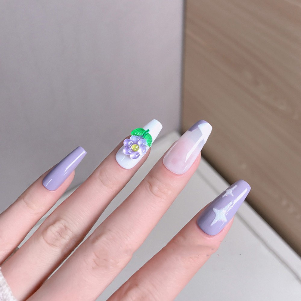[Hàng mới về] Phụ kiện trang trí móng tay nghệ thuật họa tiết hoa 3D màu kẹo lấp lánh dễ thương diy
