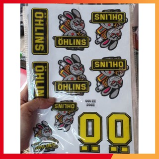 Tem nổi dán xe máy ohlins thỏ điên