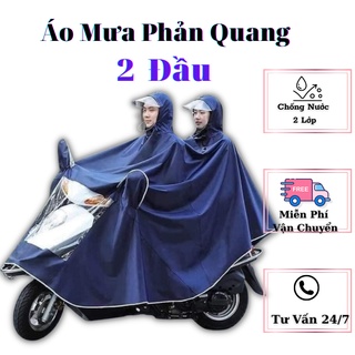 Áo đi mưa cánh dơi 2 đầu phản quang có kính chắn tiện dụng trong mùa mưa