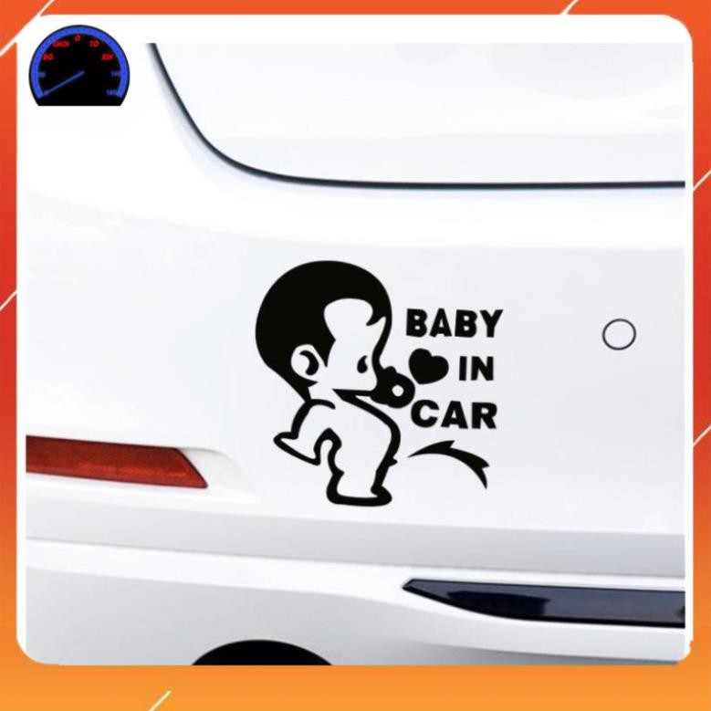 (QUÀ TẶNG LÀ VIÊN RỬA KÍNH)  Miếng Dán BABY IN CAR Dán Ô Tô Vừa Đẹp Vừa Cảnh Báo An Toàn Tặng Kèm Dụng Cụ Dán