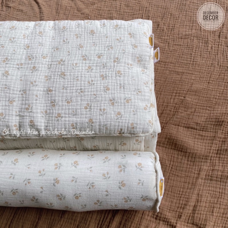 Gối nằm xô cho bé sơ sinh siêu mềm mại, không gây kích ứng họa tiết hoa nhí vintage