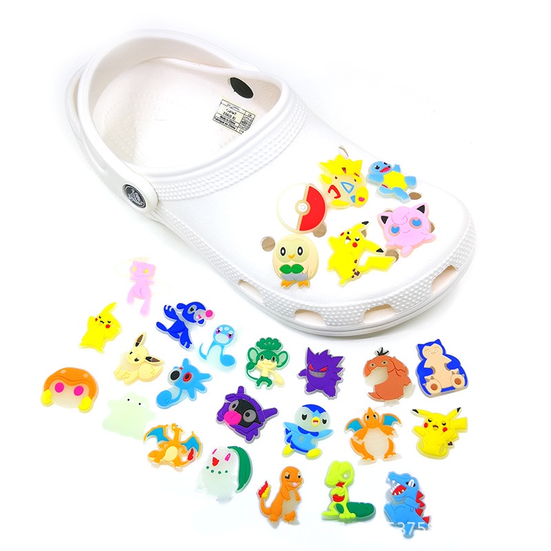 Bộ 2 Khóa Dây Giày DIY Phát Sáng Hình Pikachu Psyduck Dành Cho Trang Trí Giày Trẻ Em