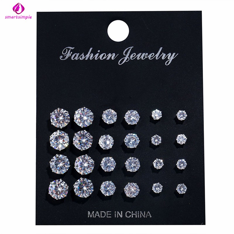Set 12 Đôi Bông Tai Tròn 0.4cm 0.6cm 0.8cm Thời Trang