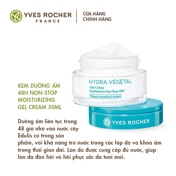 Kem Dưỡng Ẩm Yves Rocher 48h NonStop Moisturizing Gel Cream 50ml