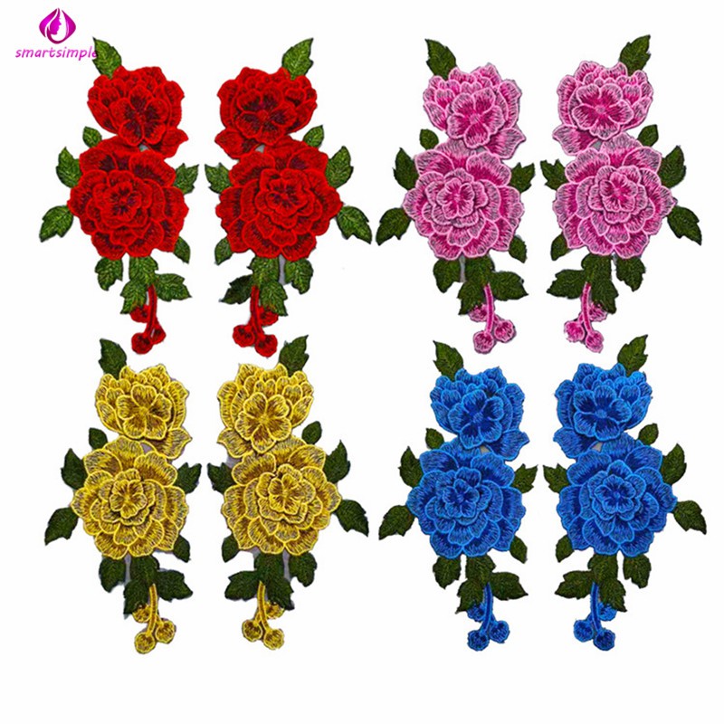 1 Cặp Sticker Ủi Thêu Hình Hoa Hồng
