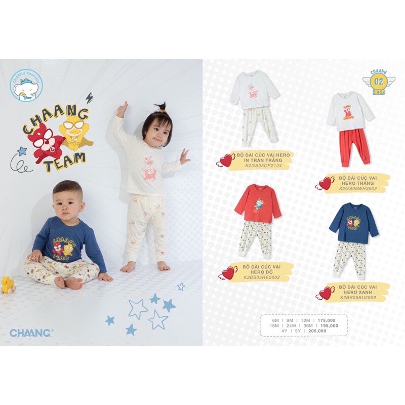 Bộ quần áo dài tay cúc cài vai bé trai/ bé gái CHAANG (9m-5y)