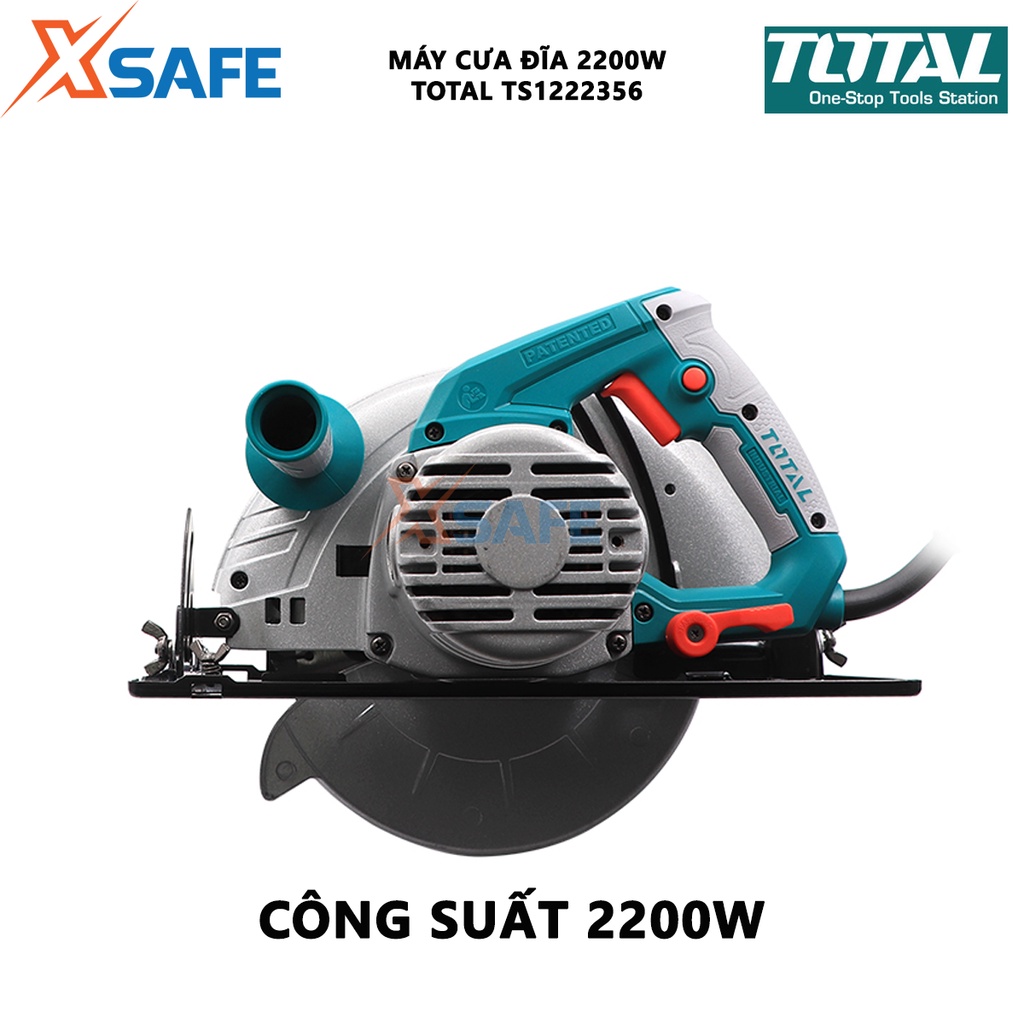 Máy cưa gỗ đĩa tròn cầm tay TOTAL TS1222356 công suất 2200W, điện thế 220V, kích thước lưỡi 235mm, tốc độ 3800rpm