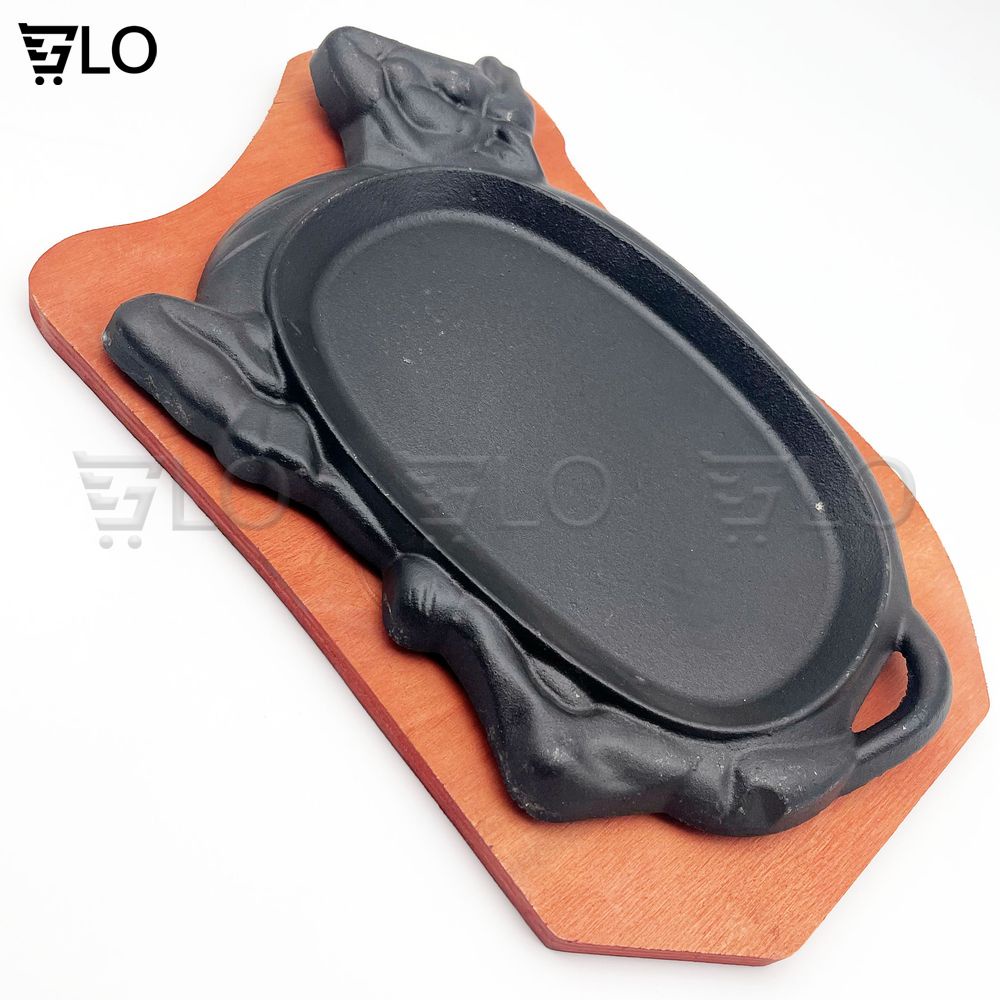 Chảo Gang Bò Bít Tết 28cm Kèm Đế Gỗ