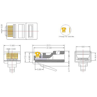 Đầu mạng RJ45 DINTEK UTP Cat.5e (P/N: 1501-88052) - 100 Đầu/ Bịch.