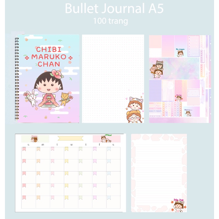 sổ bullet journal maruko SBJ38 sổ vẽ phác thảo 100 trang giấy 160g tặng kèm sticker A5 không bế