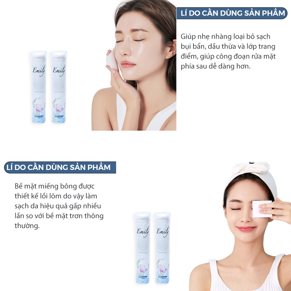 Bông tẩy trang cotton pad 120 miếng Emily BTT08 | BigBuy360 - bigbuy360.vn