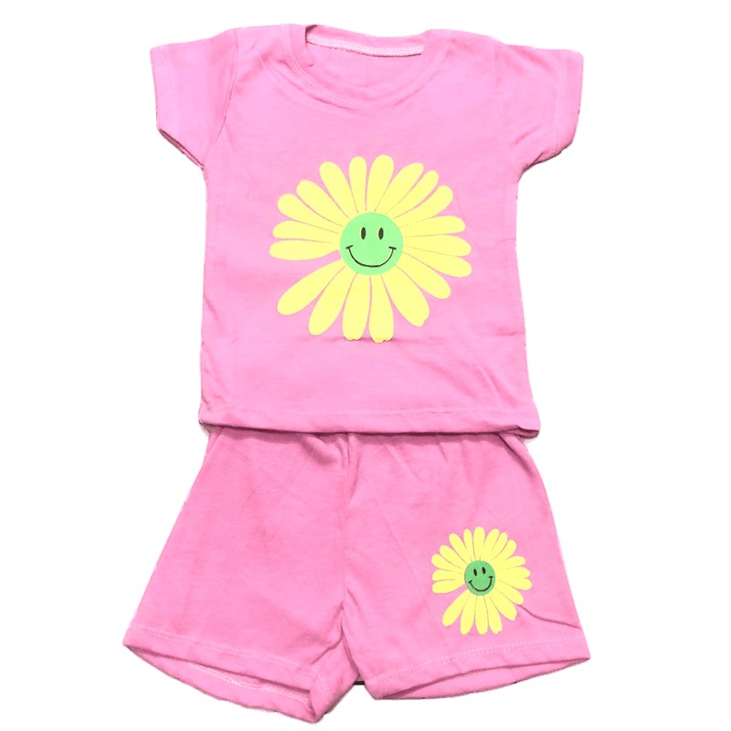 Bộ quần áo trẻ em cho bé gái cotton lạnh hoa cúc size 8kg - 18kg ELU SHOP