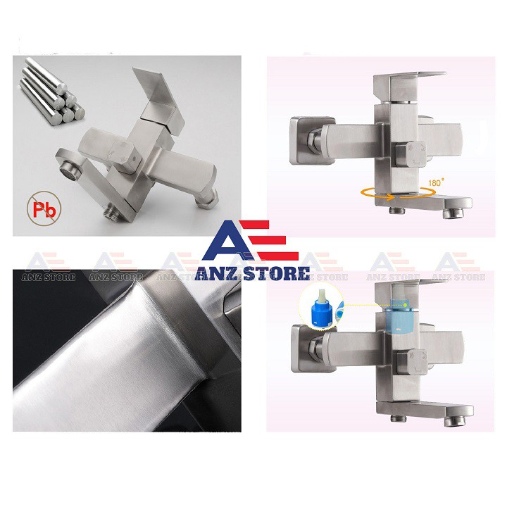 [Combo Đồng Bộ] Sen cây tắm đứng Inox 304 + vòi Inox 304 loại vuông - Nhập khẩu cao cấp - {Vias+} -  ANZ STORE | BigBuy360 - bigbuy360.vn