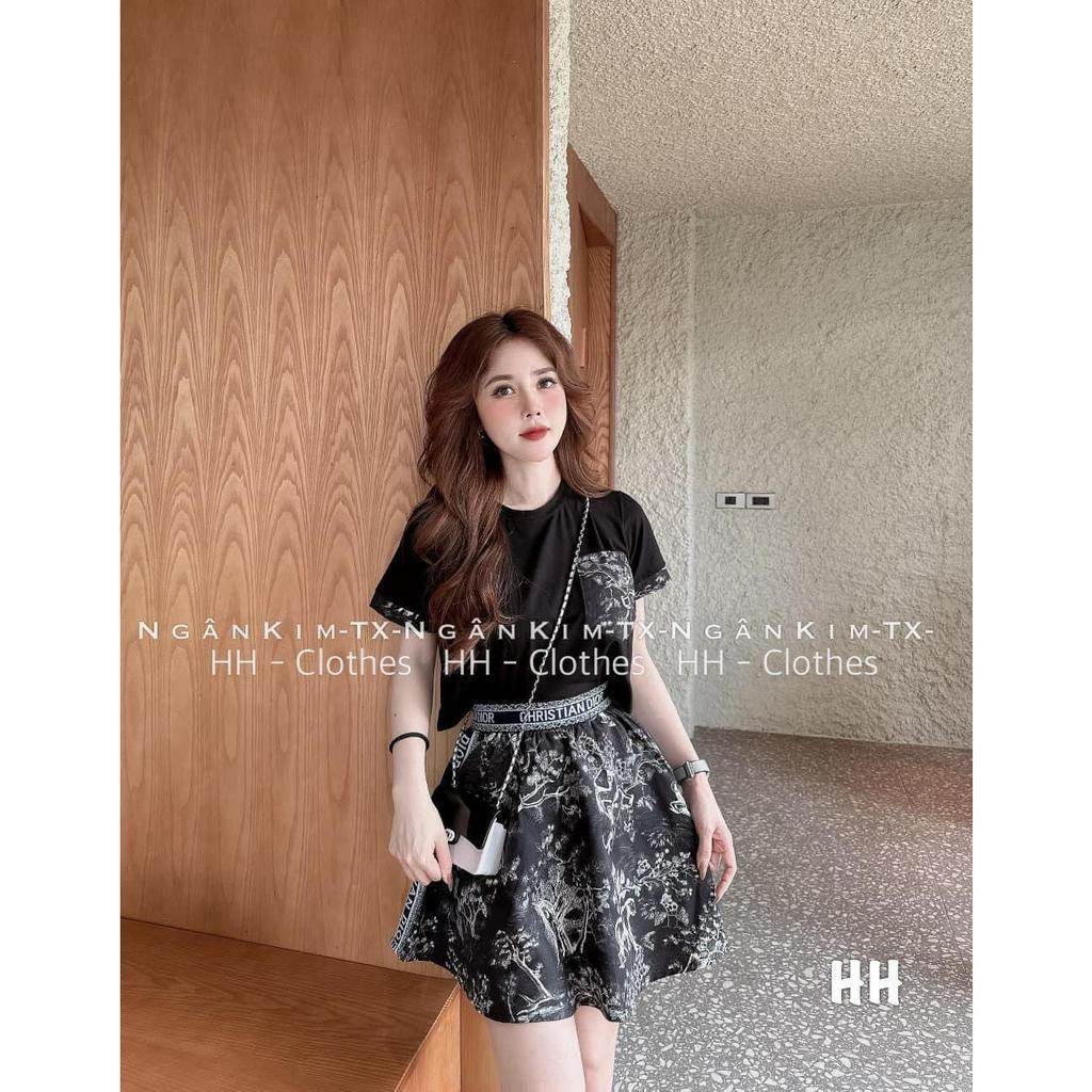 Set D0 tui phối bo mix chân váy siêu xinh TH678