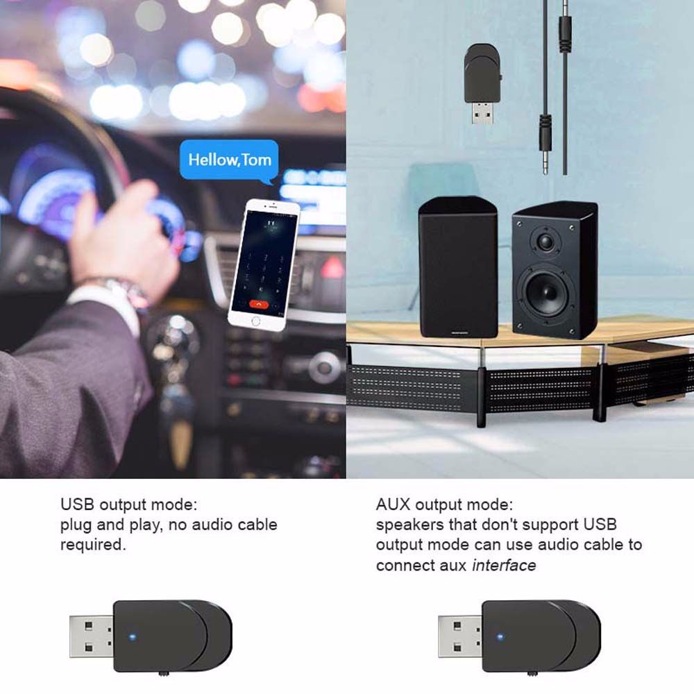 Thiết bị nhận truyền âm thanh Bluetooth 5.0 không dây tương thích với xe hơi