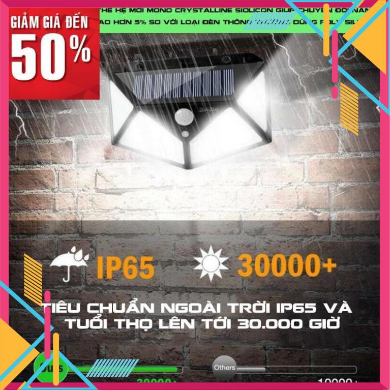 Đèn năng lượng mặt trời cảm biến chuyển động 100 bóng led sạc tích điện chiếu sáng cảm ứng người thông minh