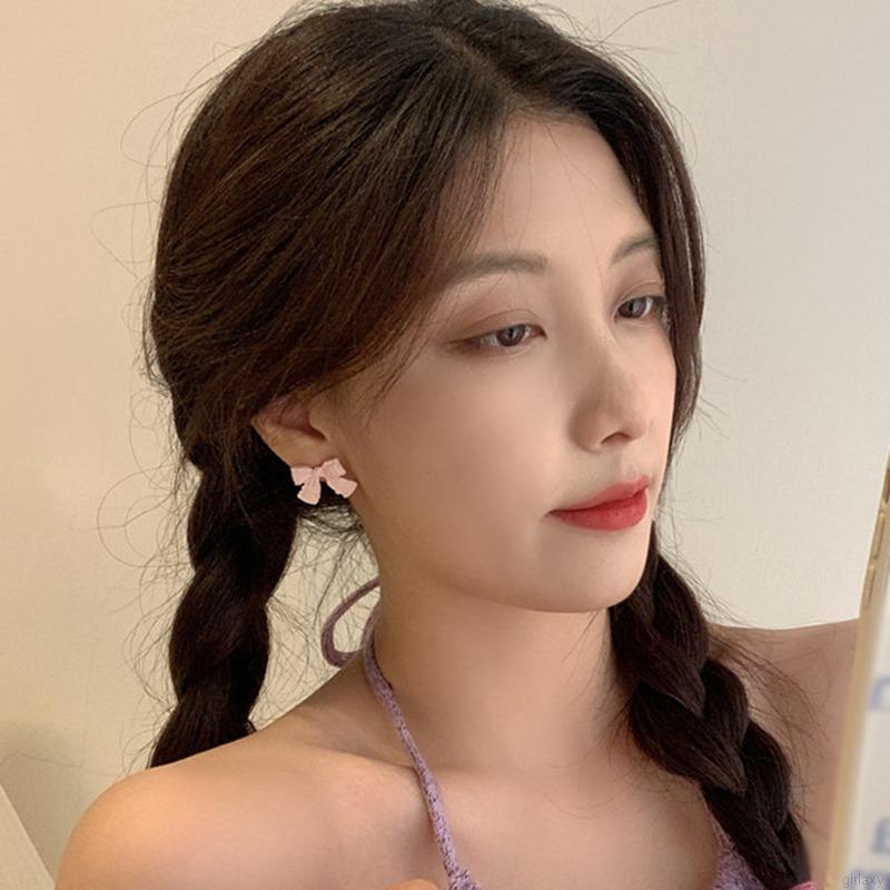 Bông Tai Hình Nơ Bằng Hợp Kim Phong Cách Hàn Quốc Cổ Điển Đơn Giản Dành Cho Nữ