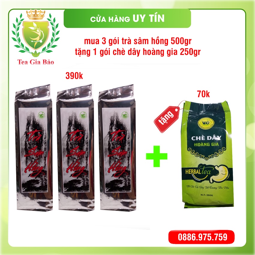 Trà Sam Hồng Mua 3 Tặng 1 Chè Dây 250g/70k, thanh nhiệt, đau bao tử dạ dày