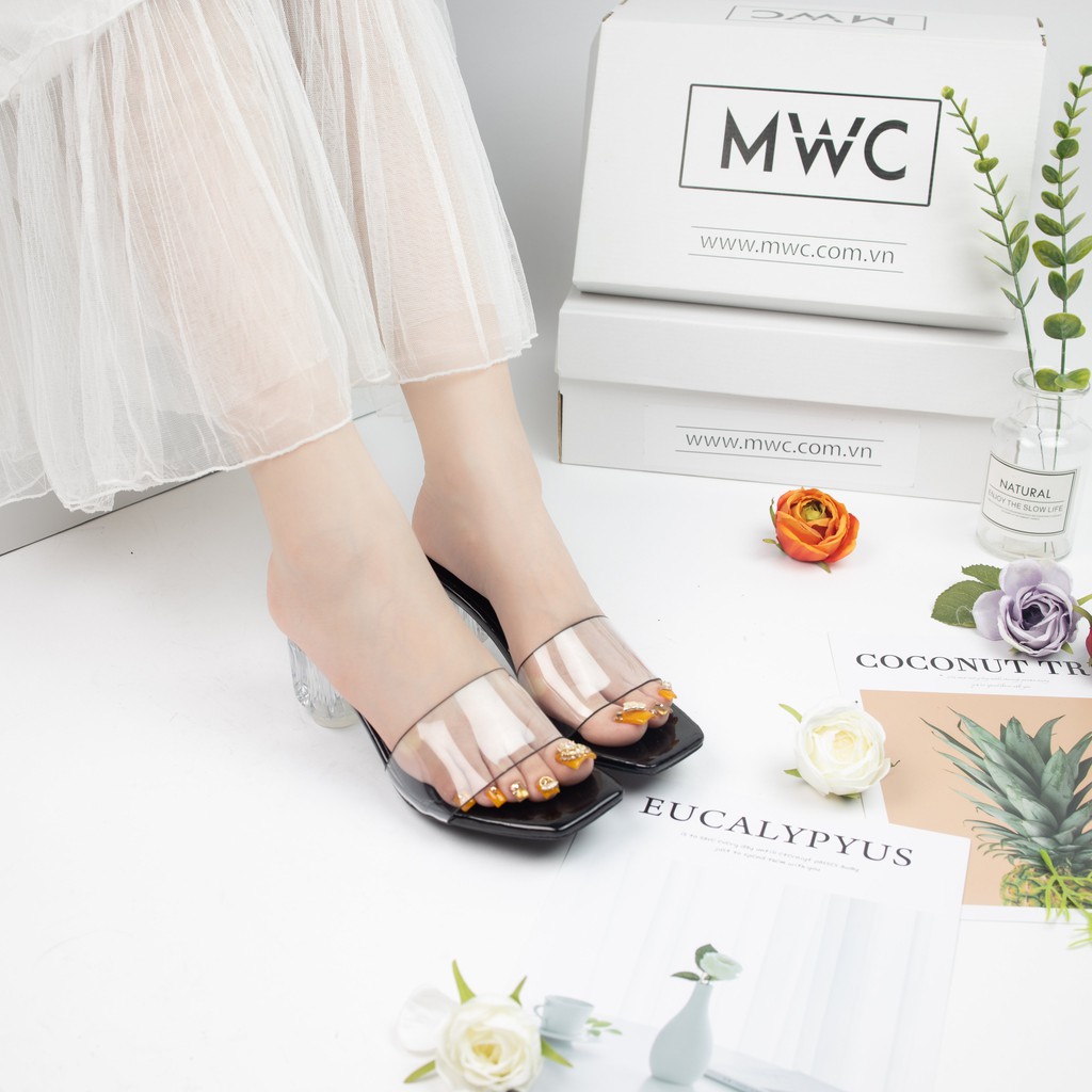 Guốc Cao Gót MWC Quai Trong Suốt Đế Thủy Tinh NUCG - 3853