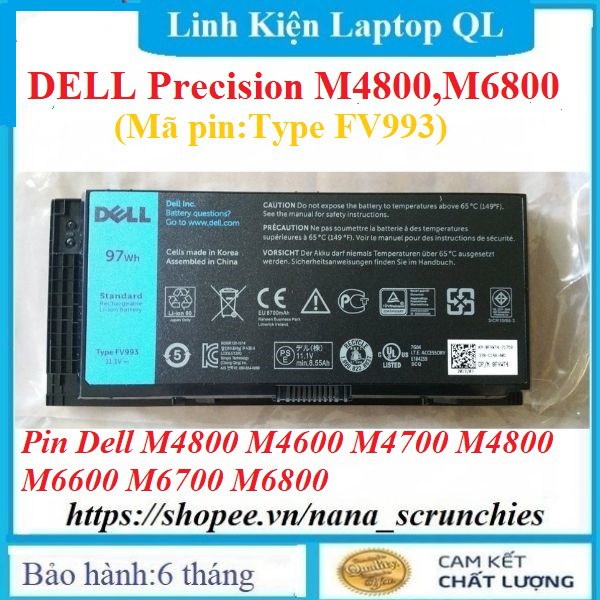 Pin Laptop DELL Precision M4800 M4600 M4700 M4800 M6600 M6700 M6800 -PIN ZIN Cao Cấp