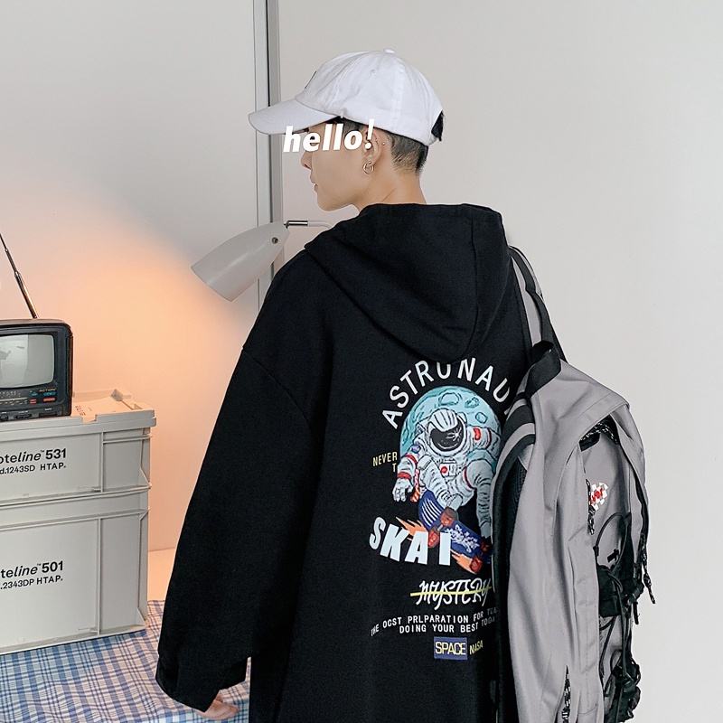 Áo khoác hoodie plus size in hình phi hành gia thời trang xuân thu mới 2021