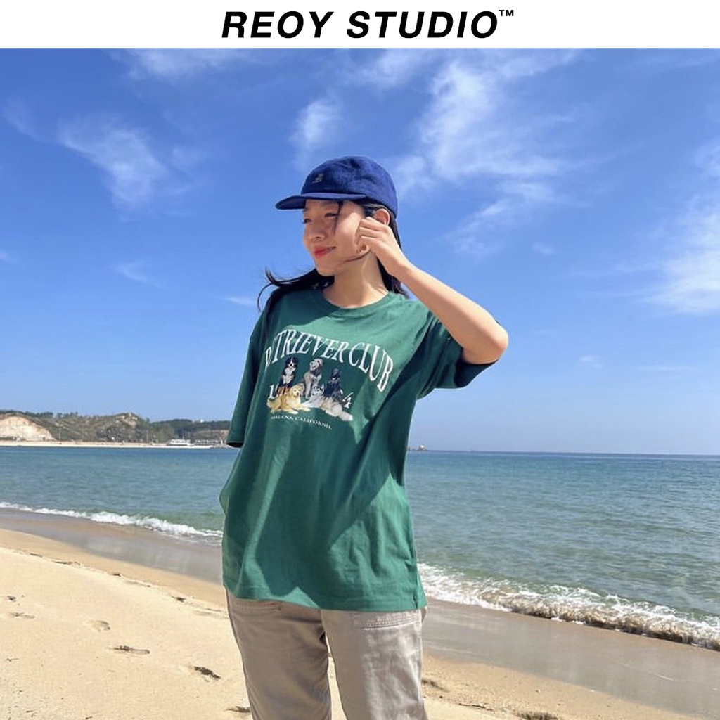 Áo thun nữ REOY-RETRIEVER CLUB 1 , áo phông form rộng tay lỡ cá tính chất cotton dày dặn basic