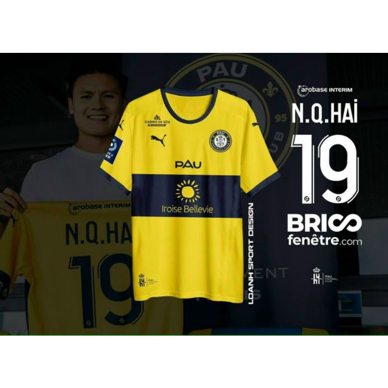 Bộ quần áo bóng đá Pau FC , quần áo đá banh Quang Hải 19 Mới Nhất 2022 2023