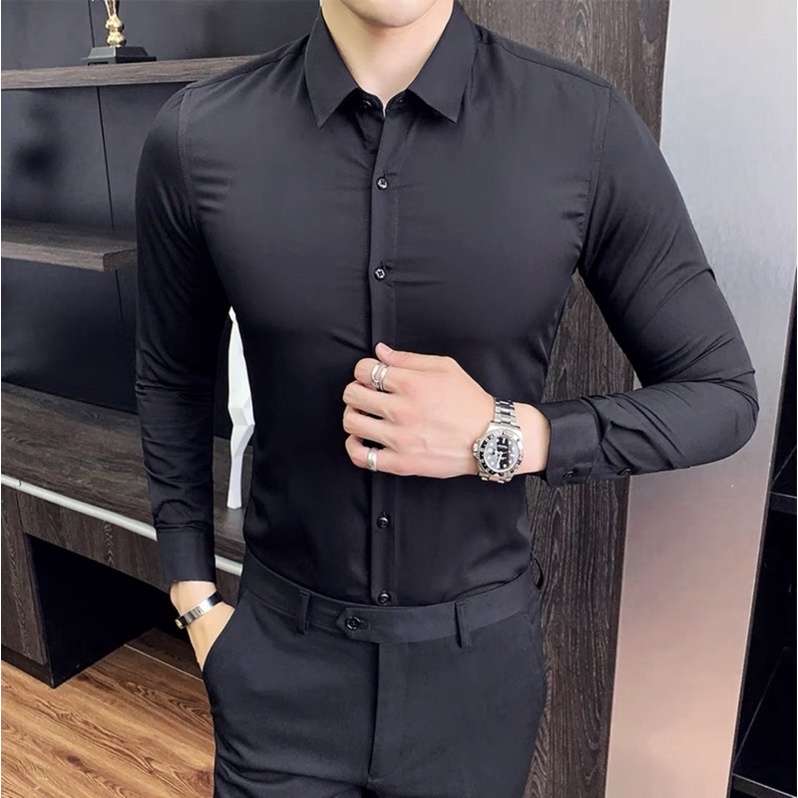 Áo sơ mi nam dài tay cổ bẻ loại vải tốt quảng châu đủ size