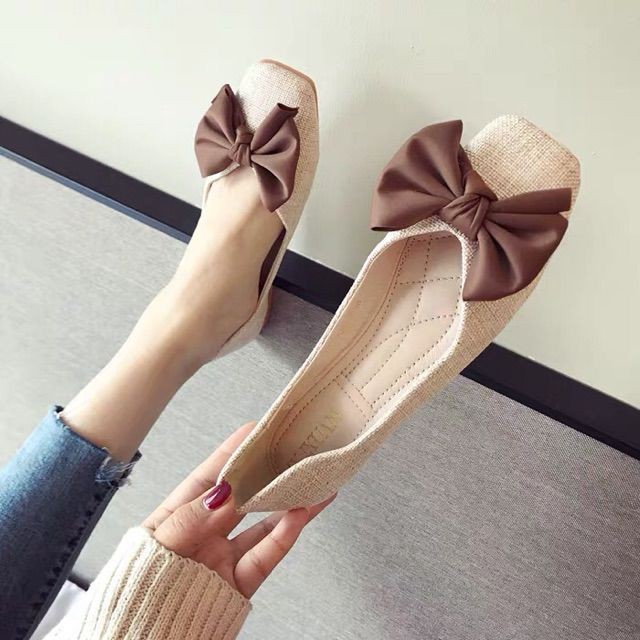 (ORDER) Giày búp bê vải dạ nơ vải BIG SIZE 35-40 - Ảnh thật