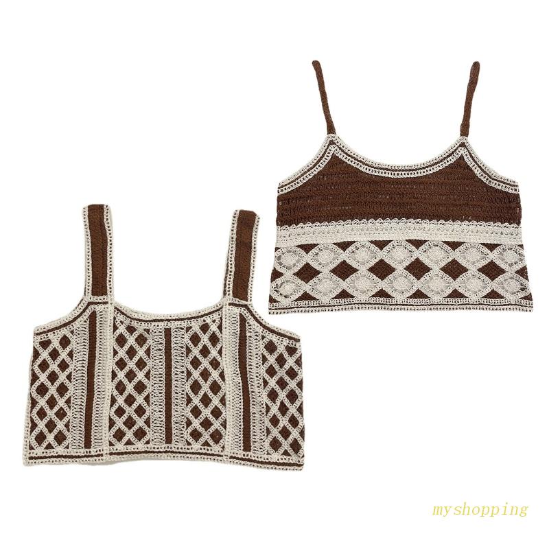 Áo Croptop Hai Dây Mùa Hè Phong Cách Boho Đáng Yêu Cho Nữ