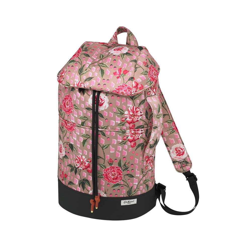 Cath Kidston - Ba lô đi học/đi làm/du lịch/Recycled Satin Duffle Backpack - Tea Rose - Camel -1041651