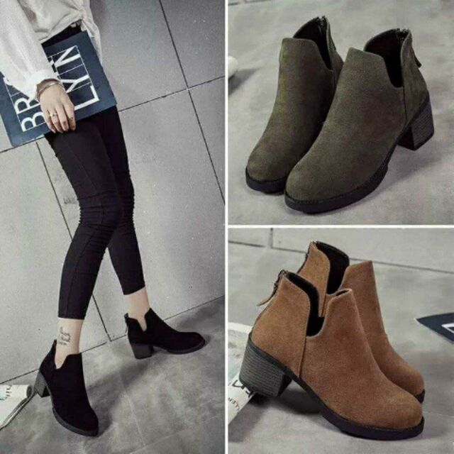 Boot cổ ngắn da lộn