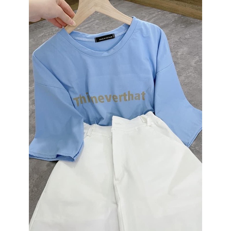 Set áo phông chân váy kaki trắng