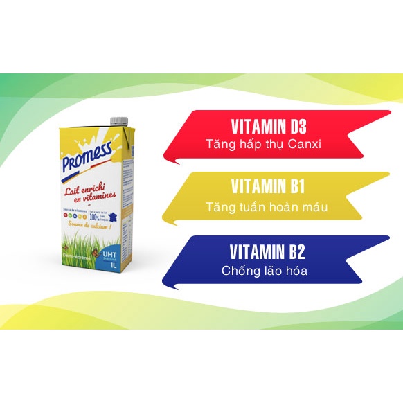 Sữa Tươi Ít Béo Vitamin Promess 1L - Nhập Khẩu Pháp