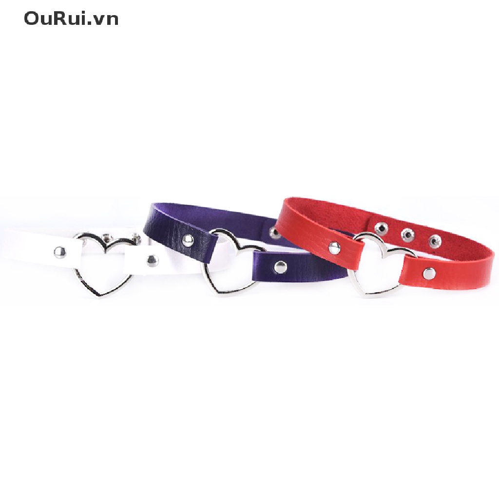 Vòng cổ choker da PU mặt trái tim thời trang cho nữ