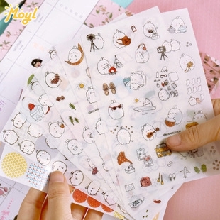 Set 6 miếng dán không thấm nước màu trong suốt cho trang trí nhật ký