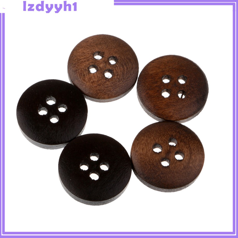 Set 50 Nút Gỗ Tròn 15mm Phong Cách Vintage Dùng May Áo Khoác
