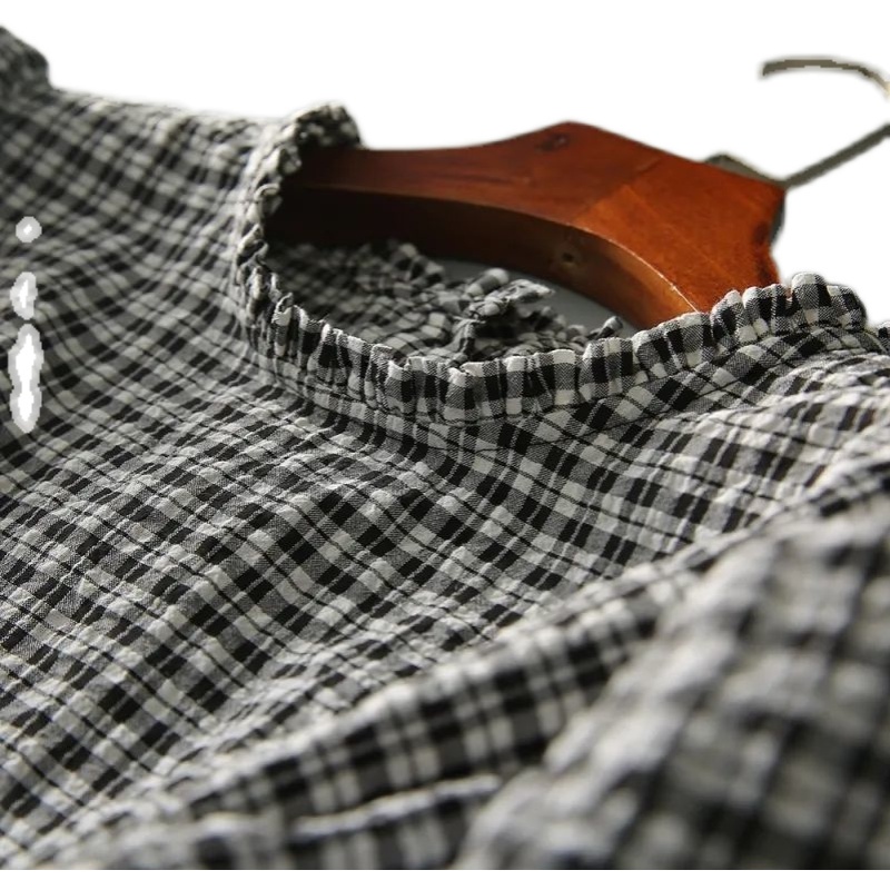 Áo Sơ Mi Sọc Ca Rô Đen Trắng Phong Cách Hàn Quốc Thời Trang Mùa Xuân 2021