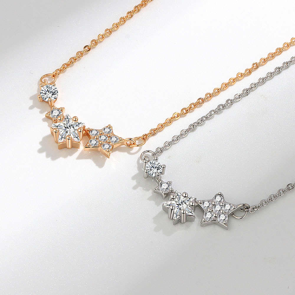 Vòng cổ Mặt Ngôi Sao Đính Đá Đơn Giản Phong Cách Nhật Hàn