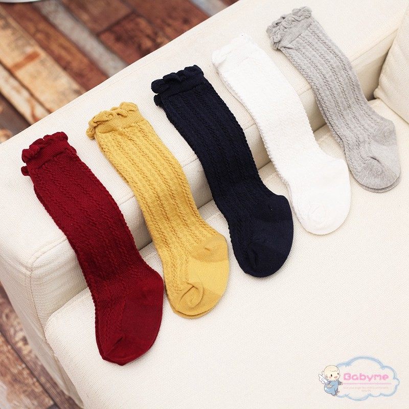 Đôi tất chân cotton thoáng mát màu trơn ngọt ngào dễ thương cho bé gái