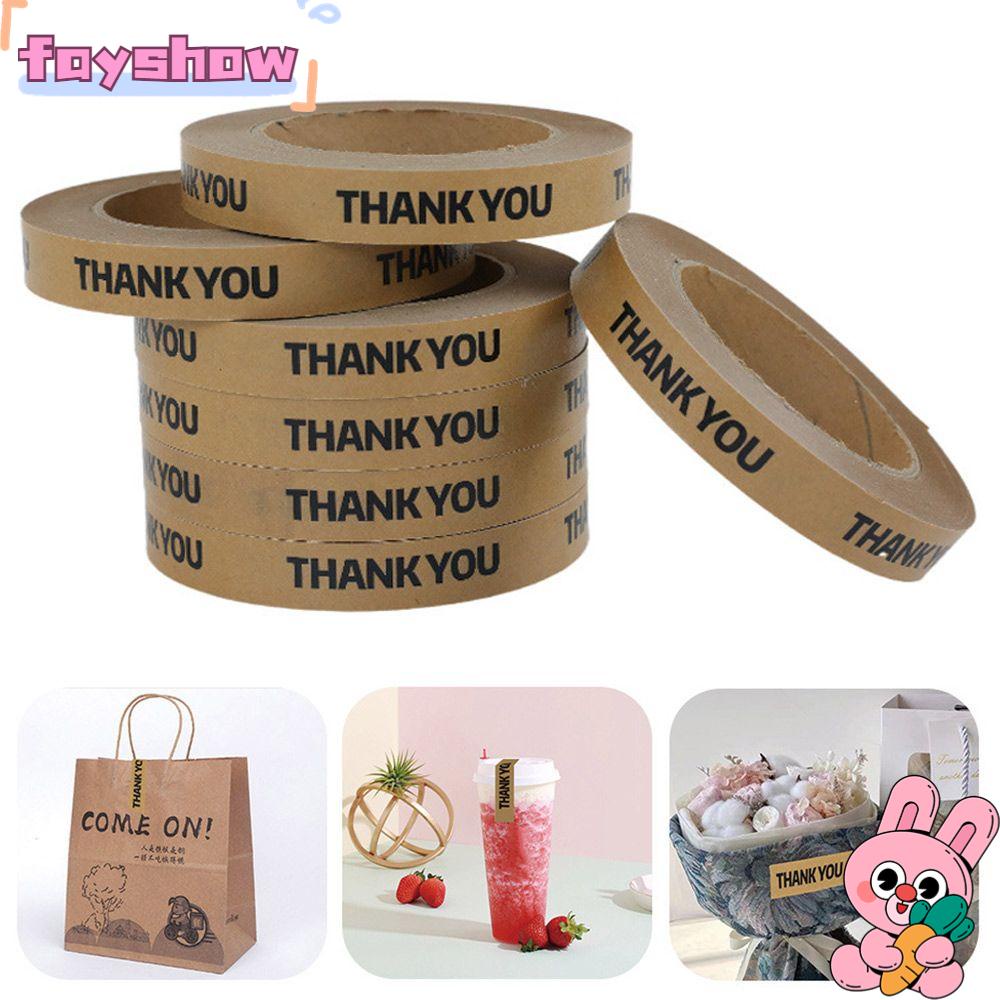 Cuộn Băng Keo Giấy Kraft In Chữ Thank You Độ Dính Cao Tiện Dụng