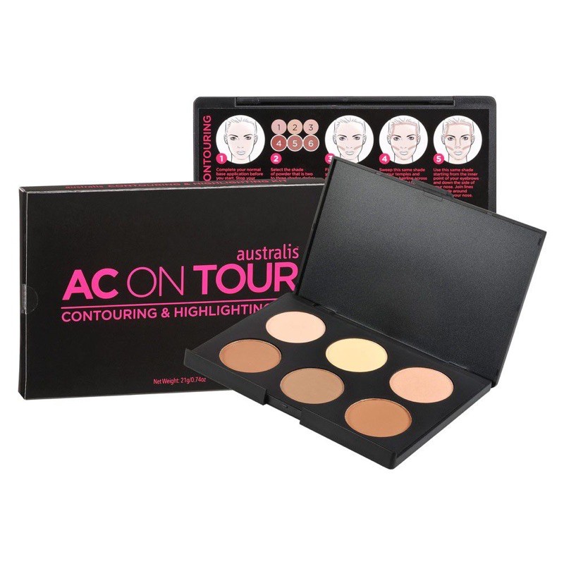 Bảng Phấn Tạo Khối và Bắt Sáng- Australis-  AC On Tour Powder Contouring &amp; Highlighting Palette