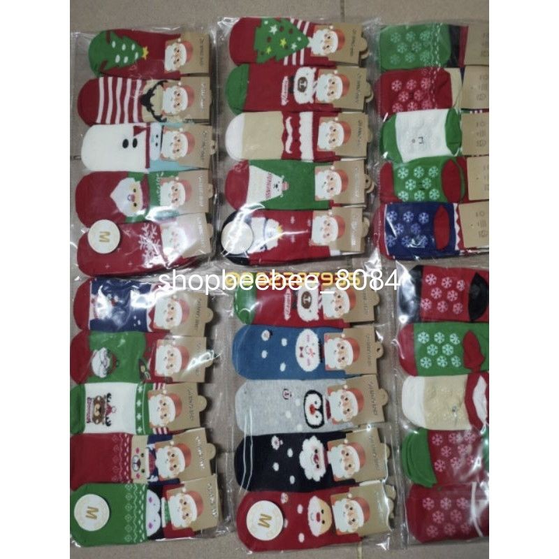 set 10 đôi tất noel trẻ em cổ ngắn