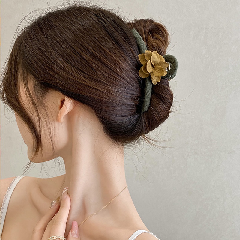 Kẹp Tóc Hình Hoa Màu Cà Phê Thời Trang Hàn Quốc Cho Nữ