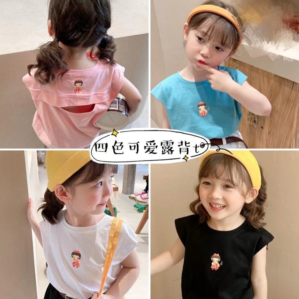 Hàng Mới Về Mới Áo Thun Tay Ngắn Cổ Tròn Họa Tiết Hoạt Hình Dễ Thương Thời Trang Hàn Quốc Cho Bé Gái