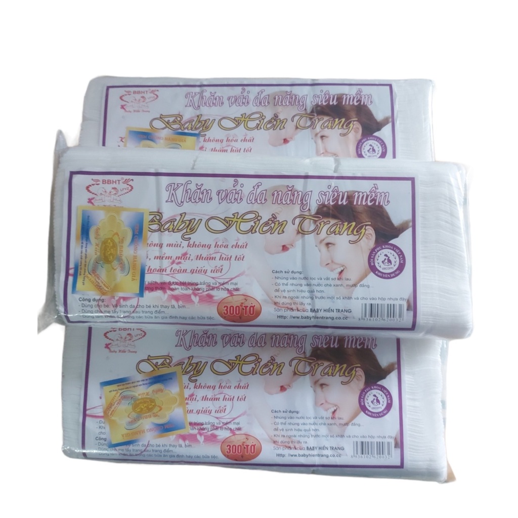 HÀNG CHÍNH HÃNG - Combo 5 bịch KHĂN VẢI KHÔ đa năng siêu mềm Hiền Trang (trên dưới 200 tờ/1 bịch 200gr)