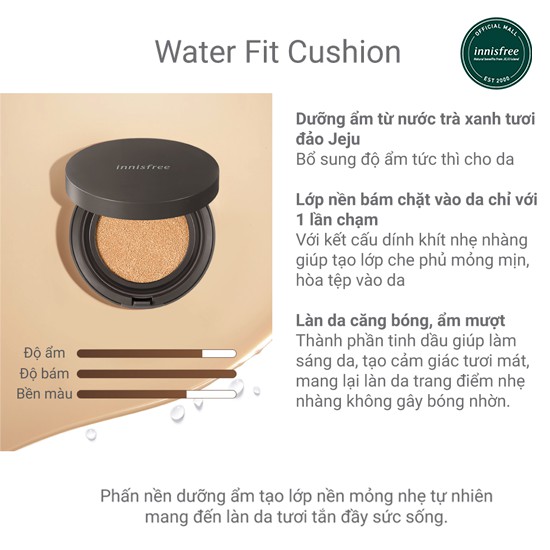 Phấn nước trang điểm dưỡng ẩm innisfree Water Fit Cushion SPF45 PA++ 14G | BigBuy360 - bigbuy360.vn