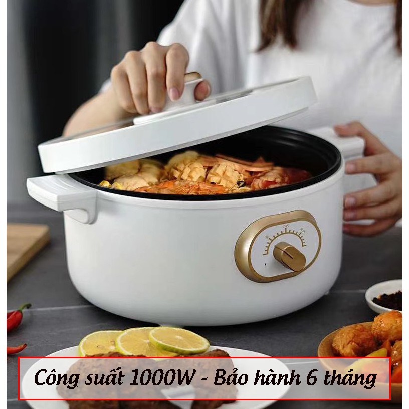 [Mã ELHADEV giảm 4% đơn 300K] Nồi Lẩu Điện Đa Năng Chống Dính Công Suất 1000W Dung Tích 3 Lít Bảo Hành 6 Tháng