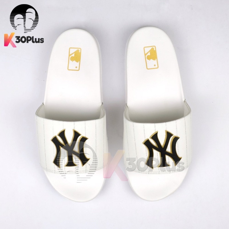 Dép  MLB Quai Ngang logo In đen, trắng